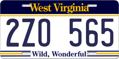 WV license plate 2ZO565