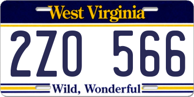 WV license plate 2ZO566