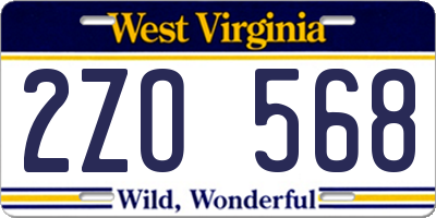 WV license plate 2ZO568