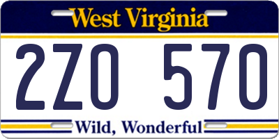 WV license plate 2ZO570