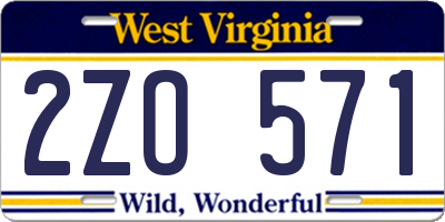 WV license plate 2ZO571