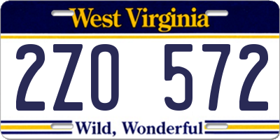 WV license plate 2ZO572