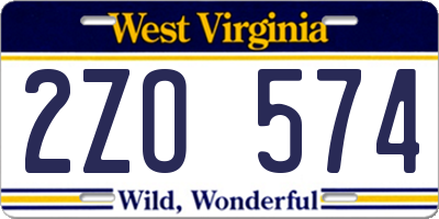 WV license plate 2ZO574