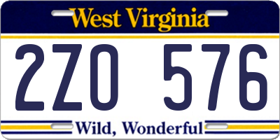 WV license plate 2ZO576