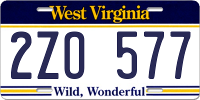 WV license plate 2ZO577