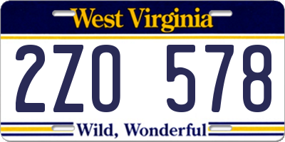 WV license plate 2ZO578