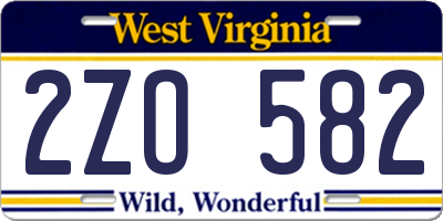 WV license plate 2ZO582