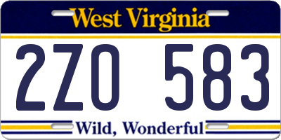 WV license plate 2ZO583