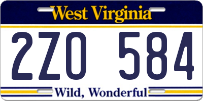 WV license plate 2ZO584