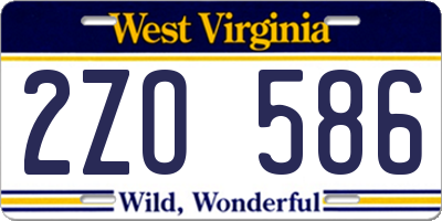 WV license plate 2ZO586