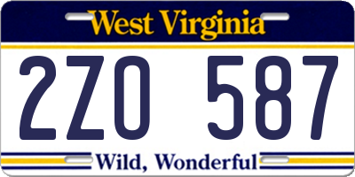 WV license plate 2ZO587