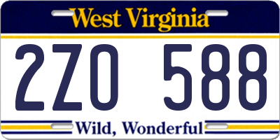 WV license plate 2ZO588