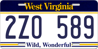 WV license plate 2ZO589