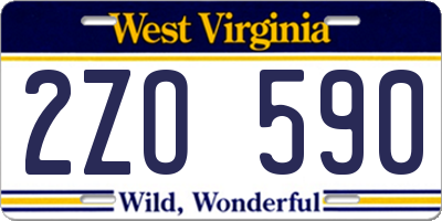 WV license plate 2ZO590