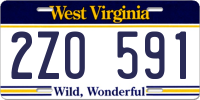 WV license plate 2ZO591