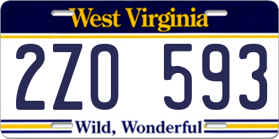 WV license plate 2ZO593
