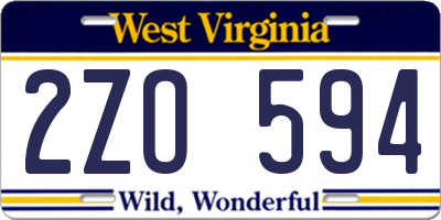 WV license plate 2ZO594