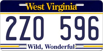 WV license plate 2ZO596
