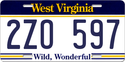 WV license plate 2ZO597