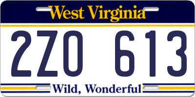WV license plate 2ZO613