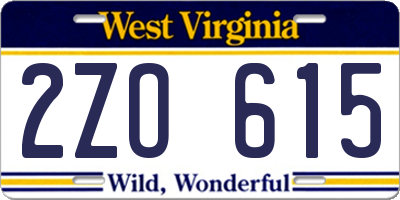 WV license plate 2ZO615