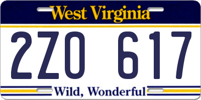 WV license plate 2ZO617