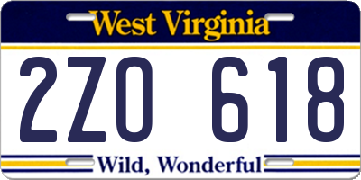 WV license plate 2ZO618