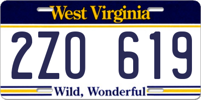 WV license plate 2ZO619