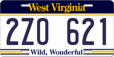 WV license plate 2ZO621