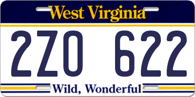 WV license plate 2ZO622