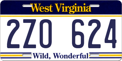 WV license plate 2ZO624