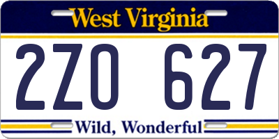 WV license plate 2ZO627