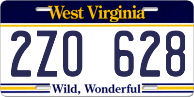 WV license plate 2ZO628