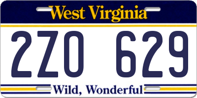 WV license plate 2ZO629