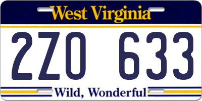 WV license plate 2ZO633