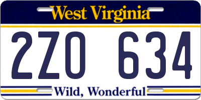 WV license plate 2ZO634