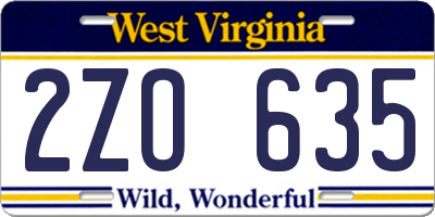 WV license plate 2ZO635
