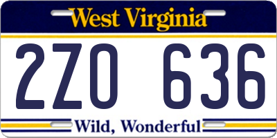 WV license plate 2ZO636