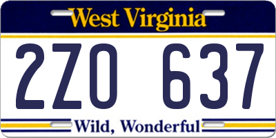 WV license plate 2ZO637