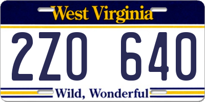 WV license plate 2ZO640