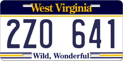 WV license plate 2ZO641