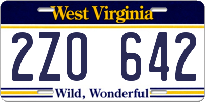 WV license plate 2ZO642