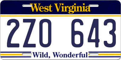 WV license plate 2ZO643