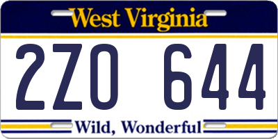 WV license plate 2ZO644