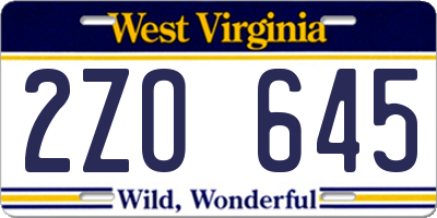 WV license plate 2ZO645