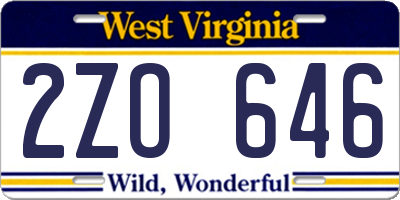 WV license plate 2ZO646