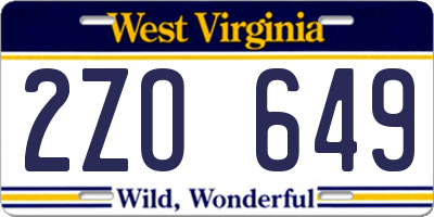 WV license plate 2ZO649