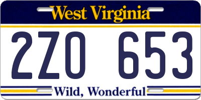 WV license plate 2ZO653