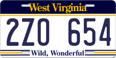 WV license plate 2ZO654