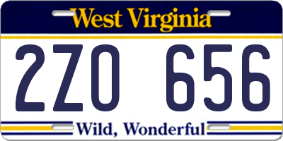 WV license plate 2ZO656